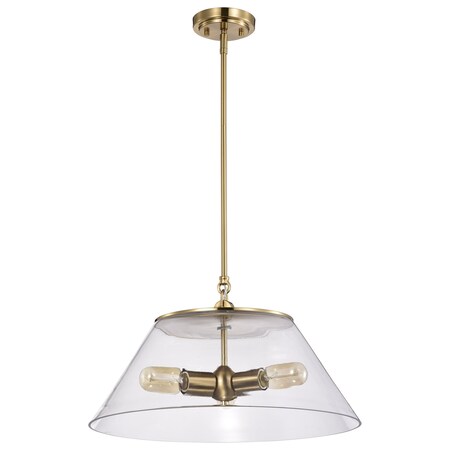 Nuvo Dover 3-Light Large Pendant Vintage Brass with Clear Glass 60/7416